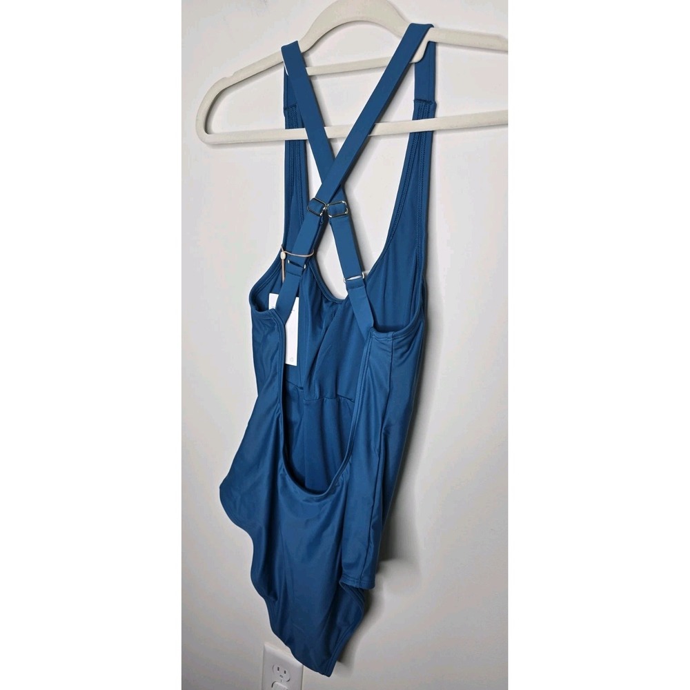 NWT Quince Lagoon Teal Blue Italian Cross-Back One-Piece Swimsuit Size Large - Picture 6 of 13
